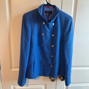 Nina McLemore cobalt blue double-breasted wool and silk blazer
